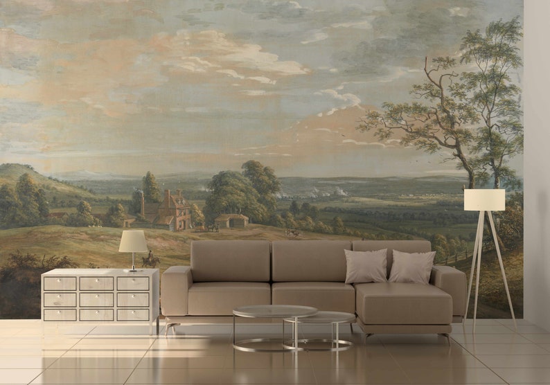 English rural oil painting reprint retro wall mural Self-adhesive or Non-woven wallpaper Landscape panoramic vintage scenic Victorian style image 6