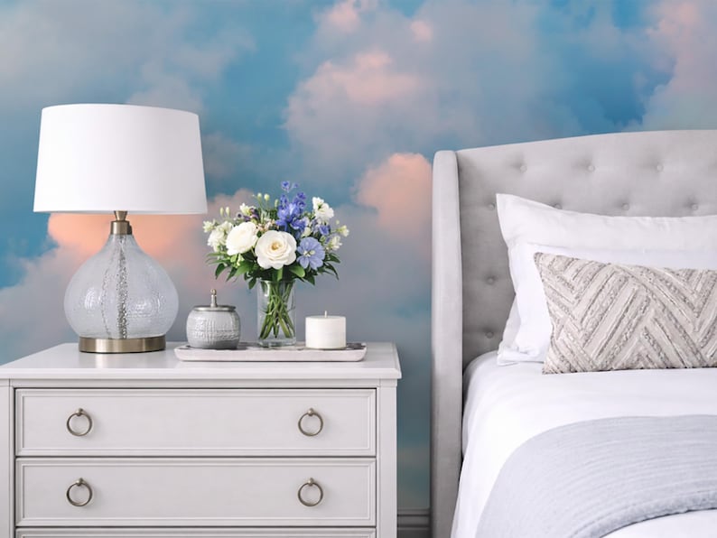 Cloud Ceiling Wallpaper Mural Sky and Clouds Mural, Dreamy Sky ...