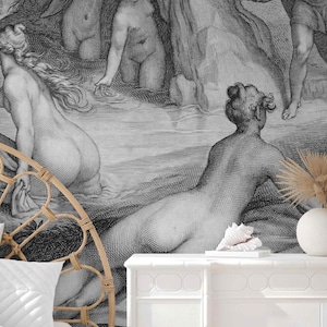 Frauen Grau weißer Hintergrund weibliche Silhouette Tapete, Line Art Peel & Stick entfernbare Tapete, leichte selbstklebende Wand