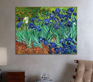 Stampa Su Tela Van Gogh 'Irises' - Quadro Floreale 3 Pezzi 30x40 Cm, Decorazione Da Parete Per Camera E Ufficio