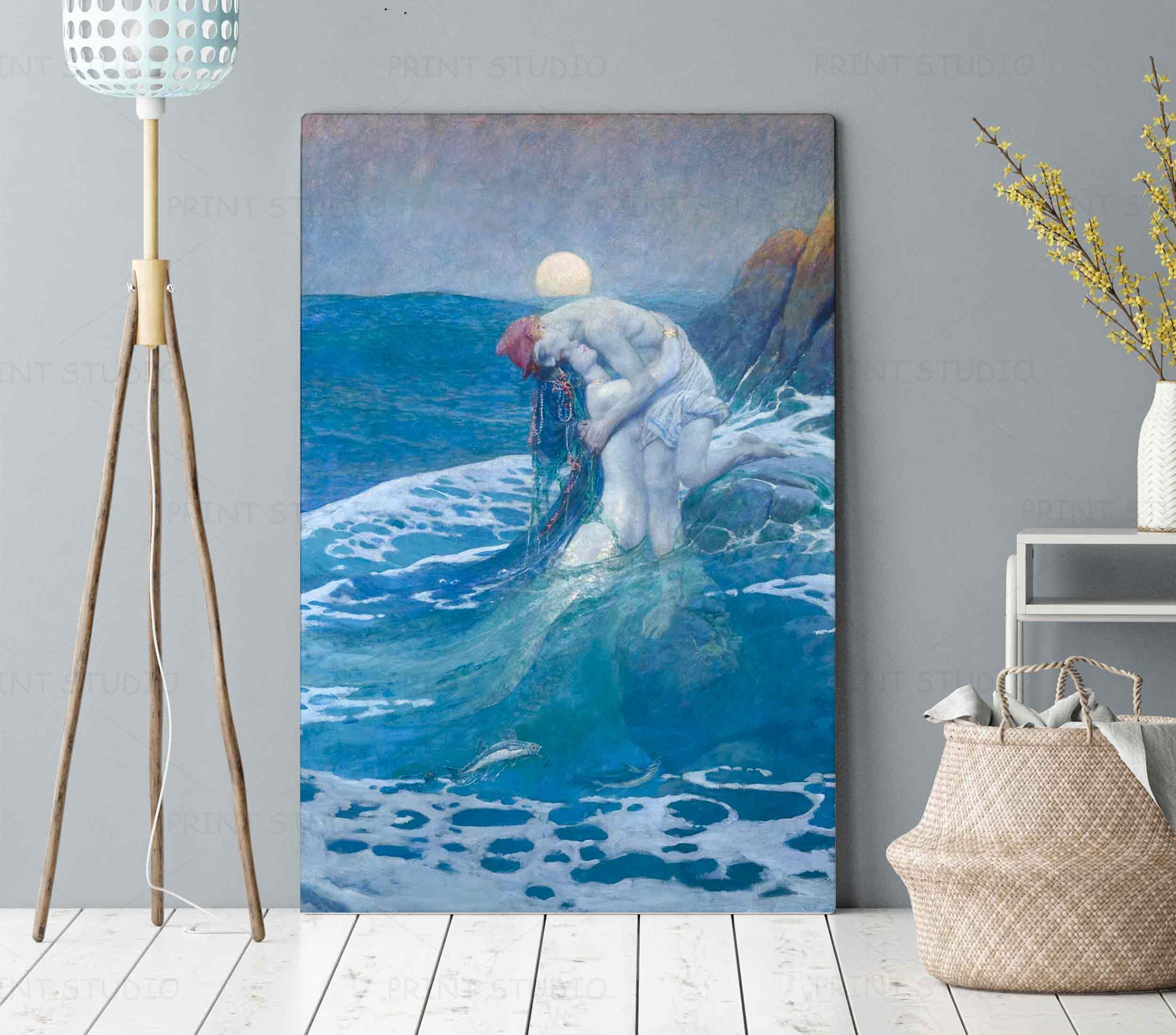 Howard Pyle Mermaid Canvas Print: Vintage Retro Wall Art - Etsy
