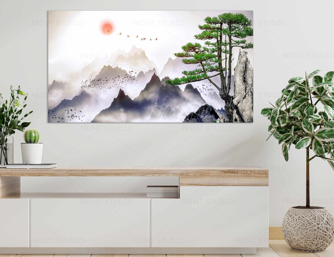 Japanese Wall Art Mountain Print Art Asian Wall Decor Reproduction ...