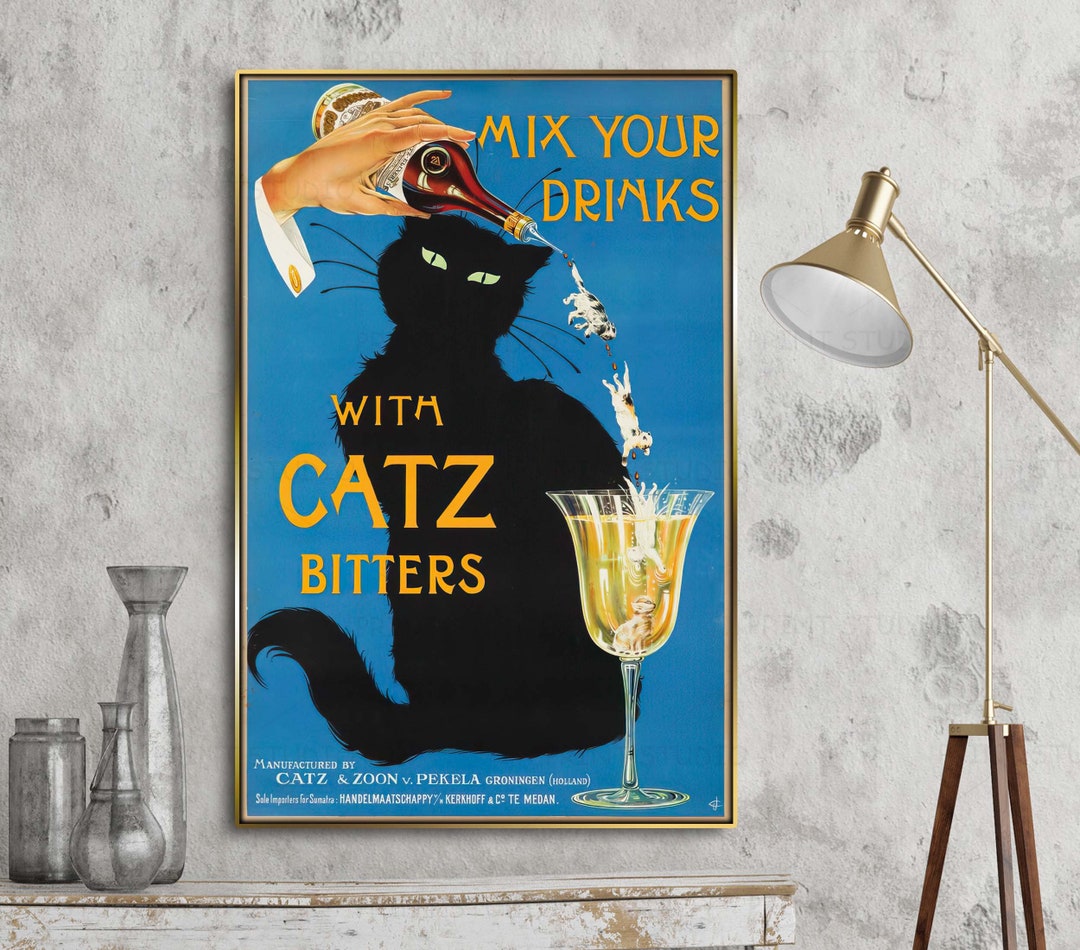 Mix Your Drinks Catz Bitters Vintage Vertical Picture 1940 Etsy