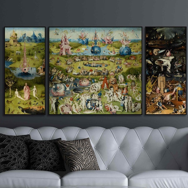 The Garden of Earthly Delights Hieronymus Bosch 1480 Ready to hang Reproduction Canvas Print The garden Bosch Classic Wall Art