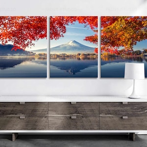 Fujiyoshida Mount Japan Decor Fuji Art Canvas nature Living room decor Mountain wall art canvas Spring modern art Christmas gift panoramic