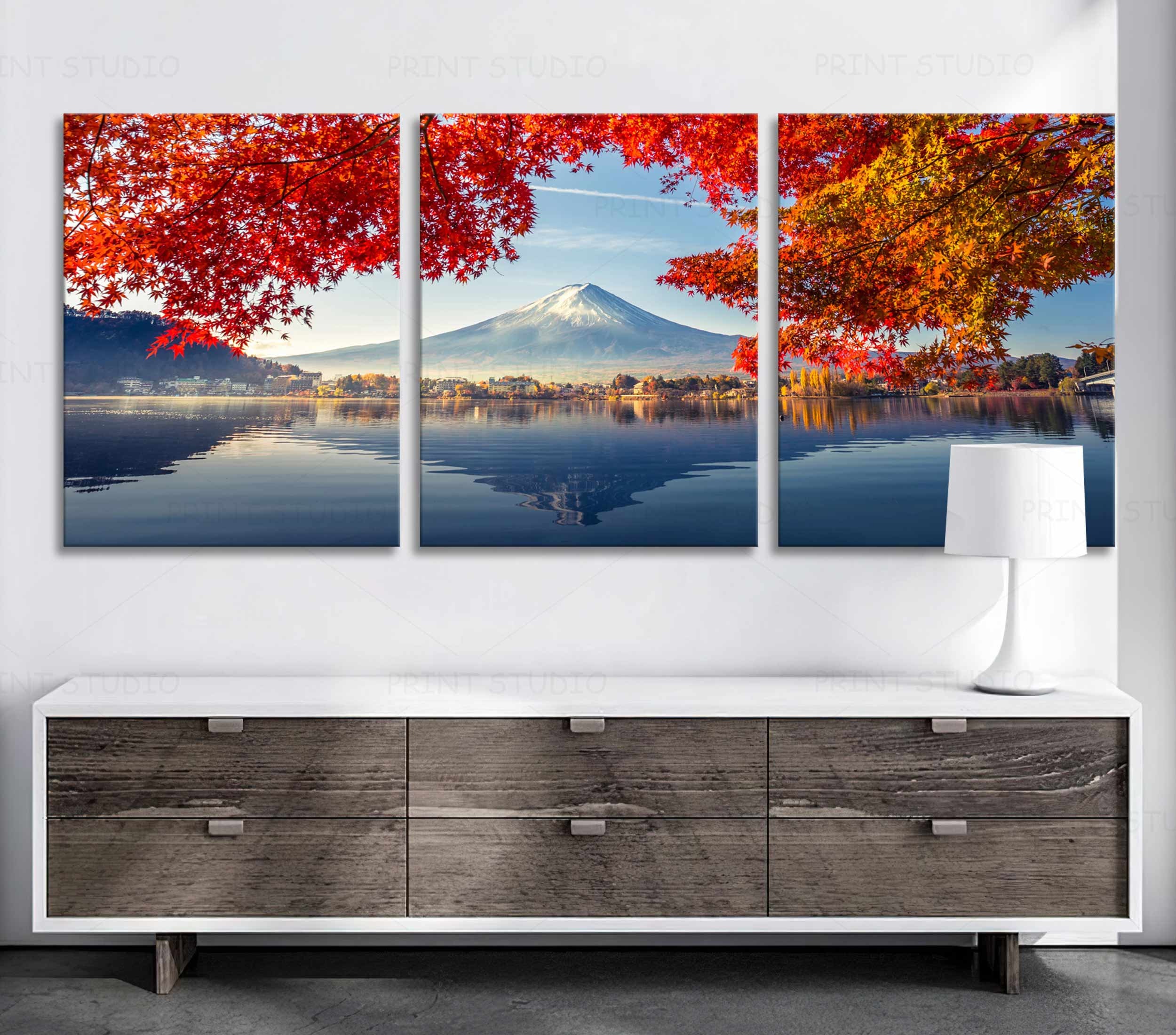 Fujiyoshida Mount Japan Decor Fuji Art Canvas Nature Living