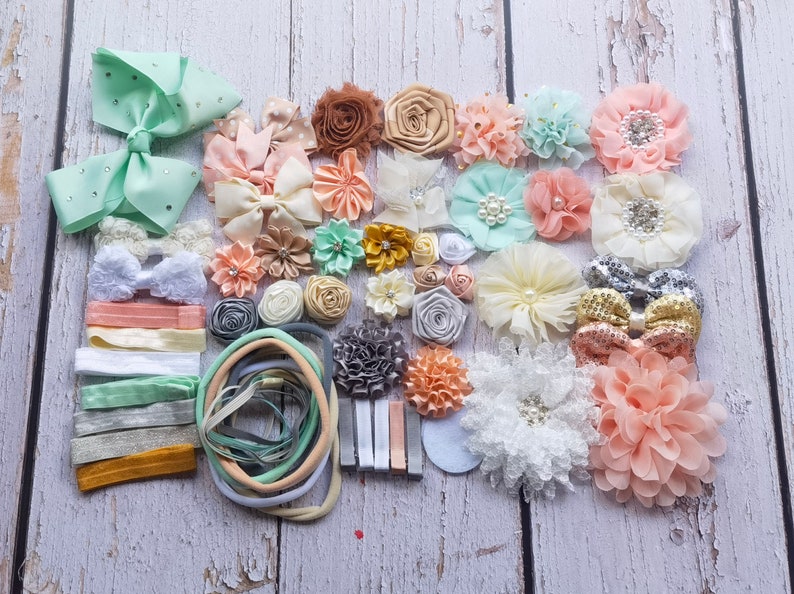 DIY Newborn Baby Shower Headband Kits Headband Station Bow Etsy