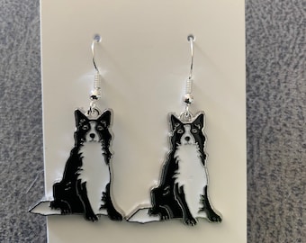 border collie earrings