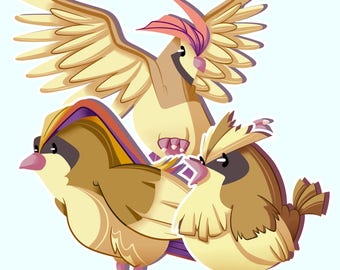 016-018 Pidgey/Pidgeotto/Pidgeot: sticker