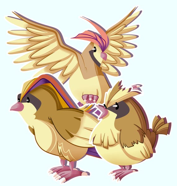 016-018 Pidgey/pidgeotto/pidgeot: Stickermagnet - Etsy