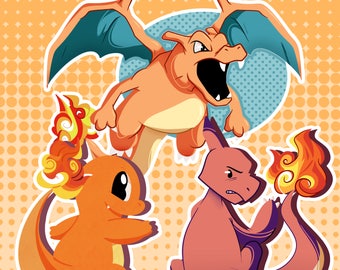 004-006 Charmander/Charmeleon/Charizard: sticker|magnet