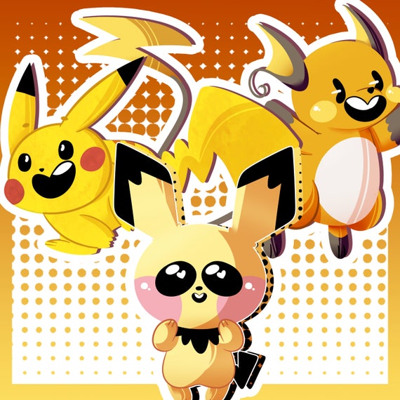 025-026/172 Pichu/pikachu/raichu: Sticker/magnet 