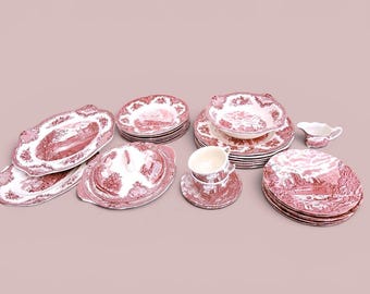 Servies van Old Castles, gemaakt door Johnson Bros England, circa 1930.