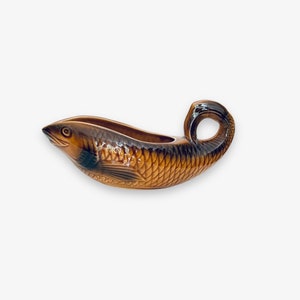 70s Sarreguemines gravy boat fish service