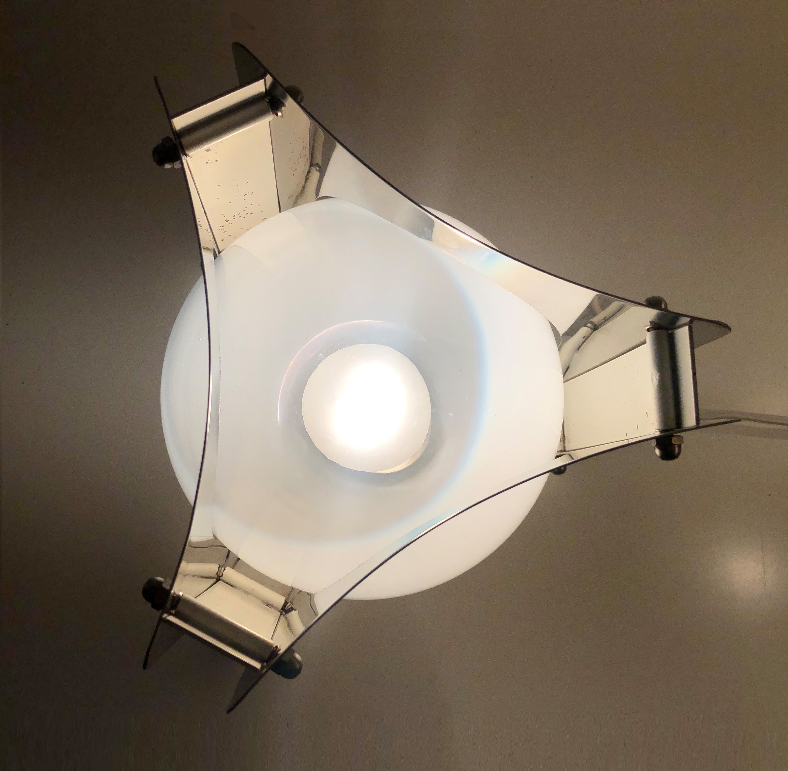 Lampe De Table Vintage Télescopique Années 70 - Style Space Age, Spoutnik, Chrome Et Plastique - 220V, 41cm - Occasion