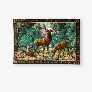 Vintage carpet runner with deer