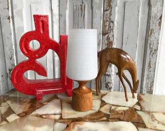 Mid century candle holder made of root wood with glass screen/mid century candle holder