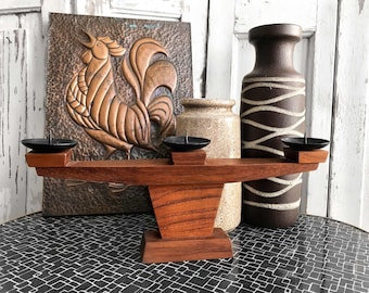 50s Mid Century Teak candlestick candle holder