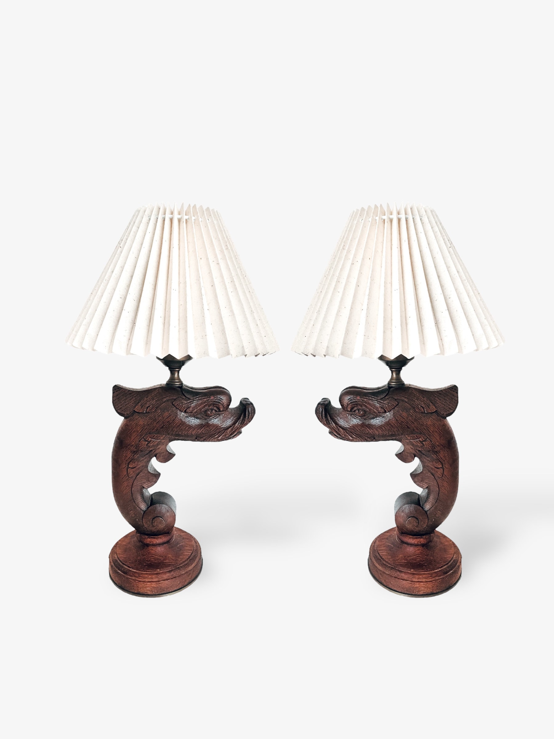 Antique Vintage Dragon Lamps (Pair)