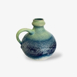 Besondere Mid Century 70s Vase in Blau-und Grüntönen