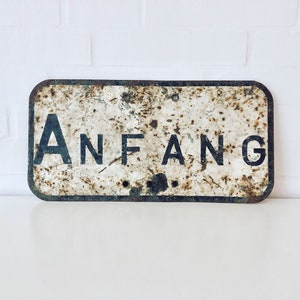 Ancient metal sign START / END railway sign
