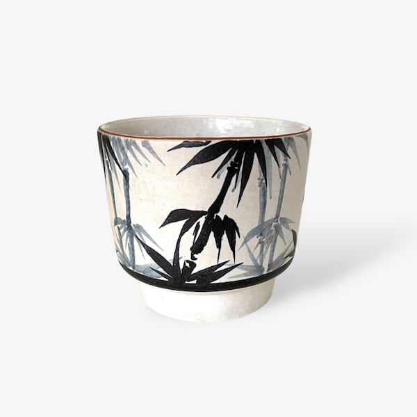 Vaso de flores vintage dos anos 70 com palmeiras, um verdadeiro sonho.