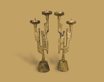 2x Mid Century Brutalist Horst Dahlbeck candle holders