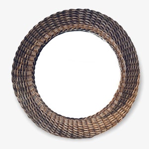 Large 70s Mid Century Rattan Mirror