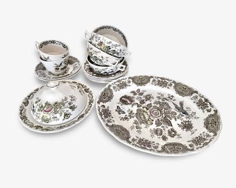 Ridgway Trilby Tea Set: Antique Royal Semi-porcelain, Made in