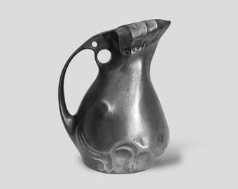 Original tennkanna, karaff och vas i jugendstil från 1920