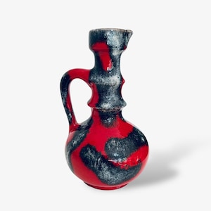 70s Jopeko Fat Lava Vase red black