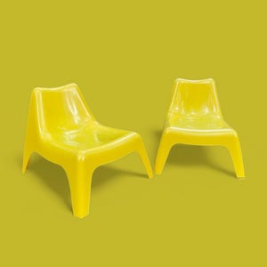 IKEA BUNSÖ ブンソー チェア 2脚セット イエロー スタッキング 廃盤 2x 1990 IKEA Vintage Bunsö Children's Chairs Yellow - Etsy