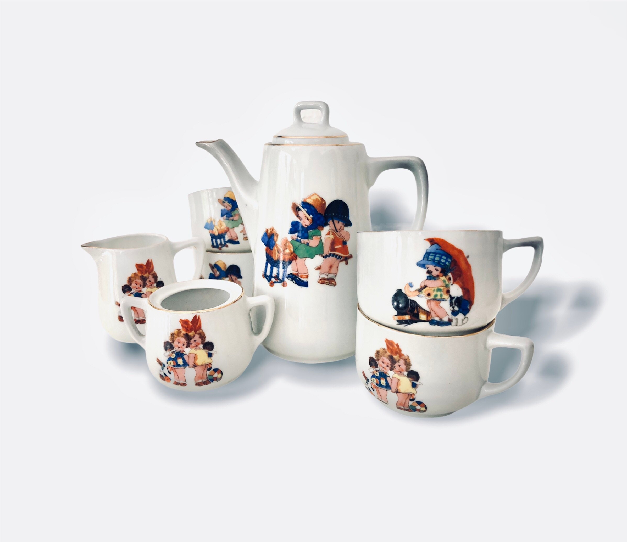 Porzellan Teeset Für Kinder Zum Bemalen - Mit 12 Farben & Pinseln - DIY Keramik Set