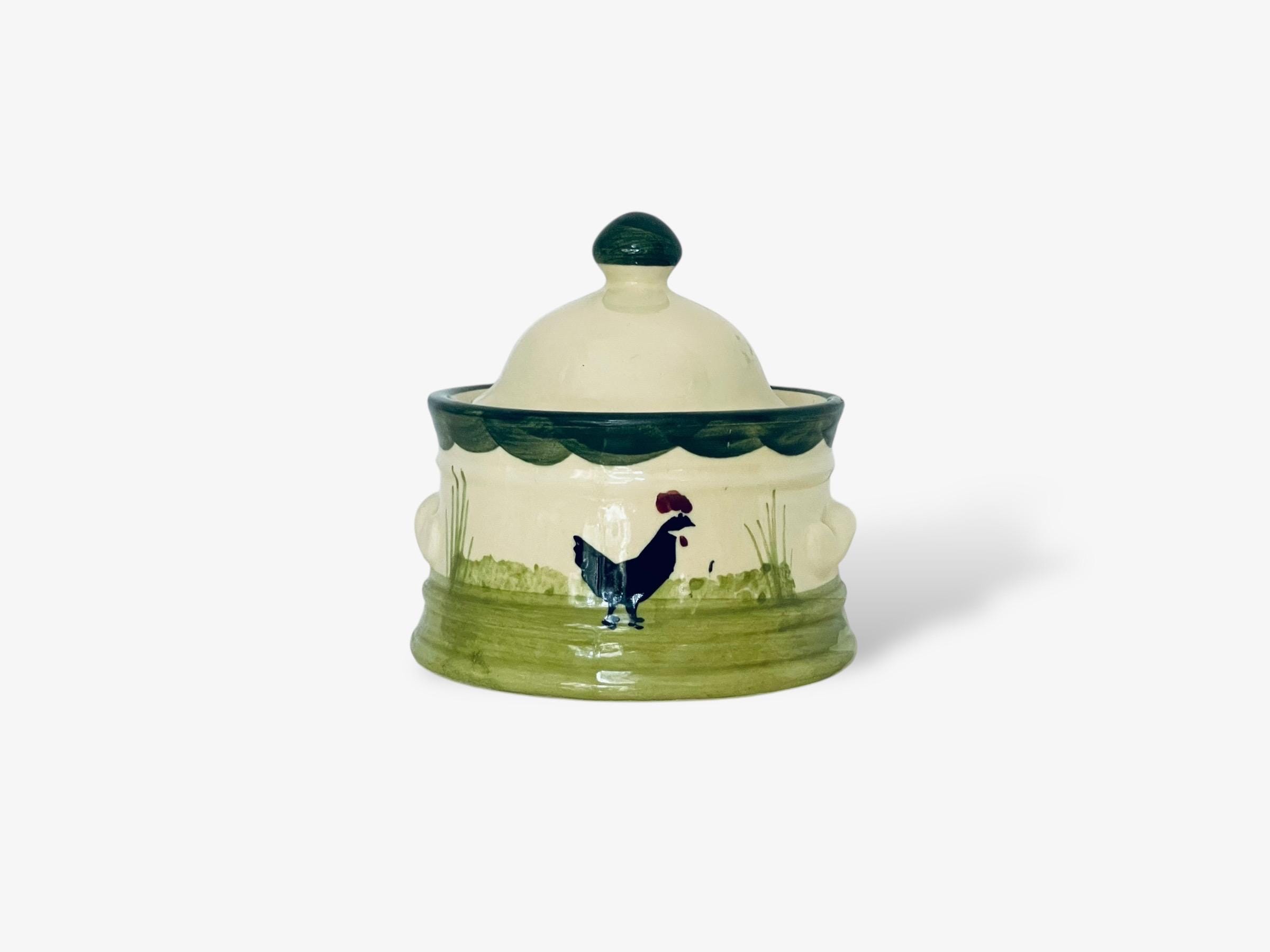 Bol à oreilles / soucoupe modèle au coq faïence de charolles