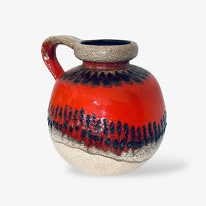 70s handle vase, ceramic vase, orange - Etsy 日本