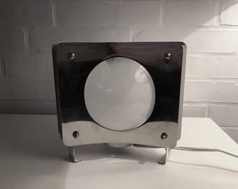 Lampe De Table Vintage Space Age Années 70 - Style Spoutnik, Chromé Et Rouge - Allemagne