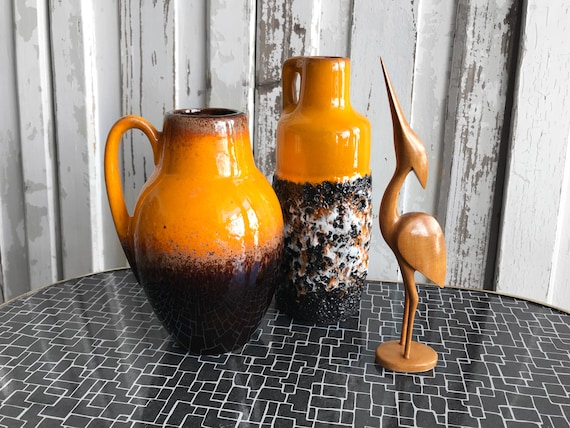 70s Fat Lava Vase Yellow Brown 414-16 Scheurich - Etsy