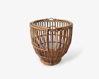 Large Mid Century Bamboo Basket