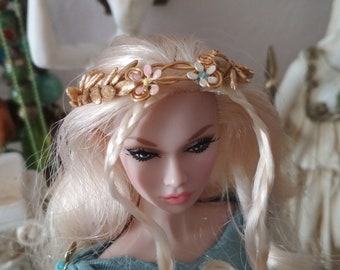 Corona de laurel helénica para muñecas de moda: Kotinos dorados con nudo de Hércules