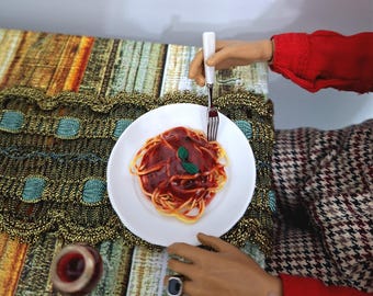 Miniaturowe jedzenie, ręcznie robiony miniaturowy spaghetti w skali 1/6, realistyczne jedzenie do domku dla lalek Barbie, zabawki Integrity, moda królewska