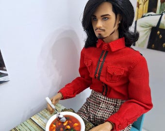 Miniaturowe jedzenie, Miniaturowa zupa warzywna w skali 1/6, Realistyczne jedzenie w domku dla lalek, Gliniany posiłek Barbie Fashion Royalty