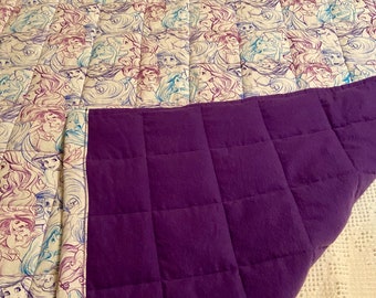 6 Pound Ariel / Purple cotton/flannel Weighted Blanket / Medium / Calm / Sleep