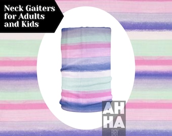 Kids neck gaiter, Toddler pastel stripes mask, Child neck Gaiter, Scarf, stripe Mask, Solid Colors. Cool wicking fabric. Reusable & Washable