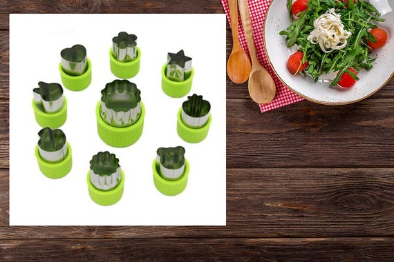  LENK Vegetable Cutter Shapes Set,Mini Pie,Fruit and Cookie  Stamps Cutters,Cookie Cutter Decorative Food,for Kids Baking and Food  Supplement Tools Accessories Crafts for Kitchen,Green,9 Pcs: Home & Kitchen