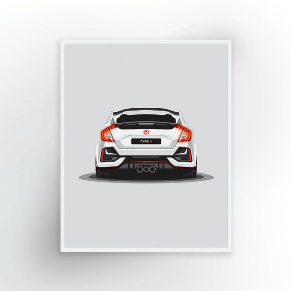 Honda Civic Type R FK8 White JDM Art Print Vertical Printable