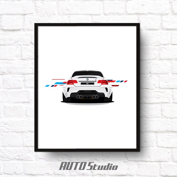 E92 M3 White Art Print Vertical Printable Poster Sports Car Art Home Decor 16x20 A3 Auto Classic Digital Print