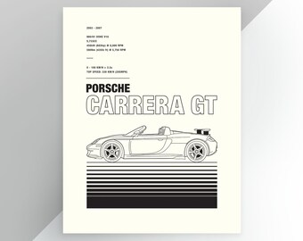 Porsche Carrera GT BlackPrintable Poster, Racing Art Home Decor 16x20 A3 Auto Classic - Digital Print