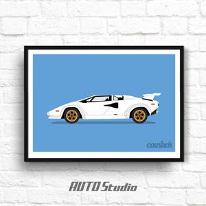 Countach Art Print, Poster Printable Racing Car Art Home Decor 16x20 A3 Auto Classic Digital Print