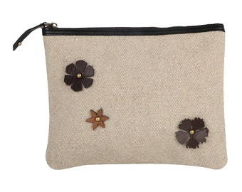 Bryony Canvas Pouch // Segeltuch, Braun, Leder