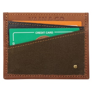 Upcycled Genuine Leather and Canvas Reversible Credit Card Holder